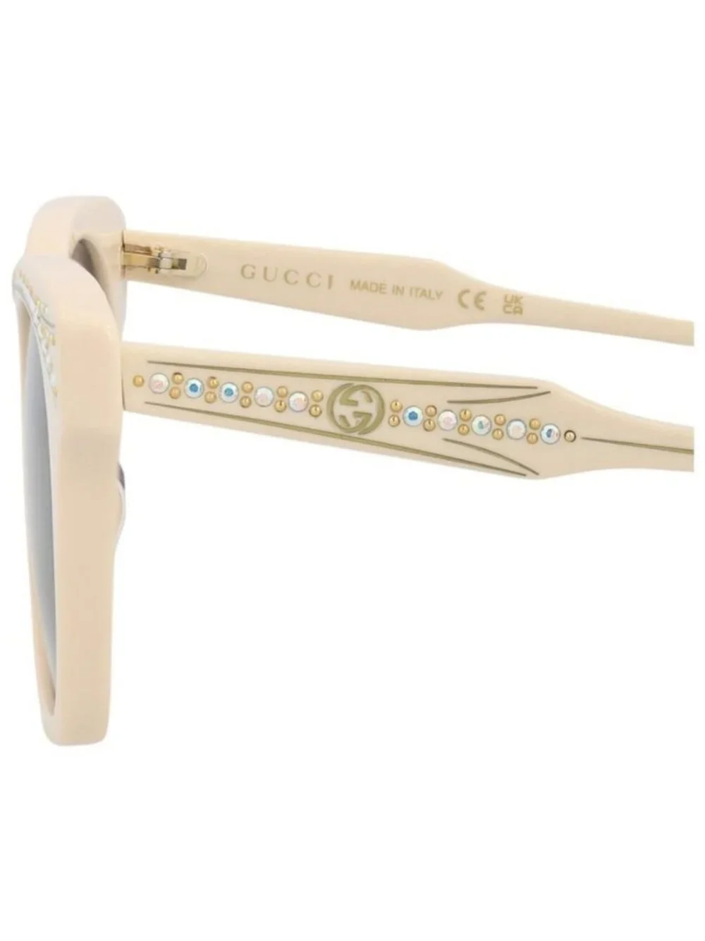 New Gucci Womens Cat Eye Ivory Ivory Blue Fashion Designer Sunglasses